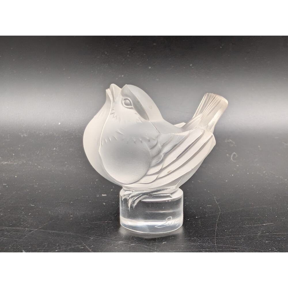 Vintage Lalique France Crystal Glass Satin Sparrow Dove Swallow Bird Signed
